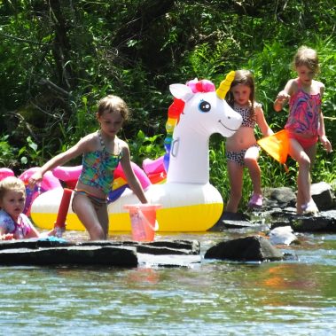 kids in the river