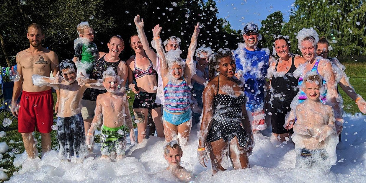 kids, adults, bubbles, foam february is all about love and making memories - ways to have a great time at Jellystone Park™ in Mexico NY