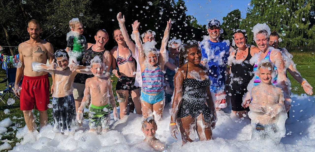 kids, adults, bubbles, foam february is all about love and making memories - ways to have a great time at Jellystone Park™ in Mexico NY